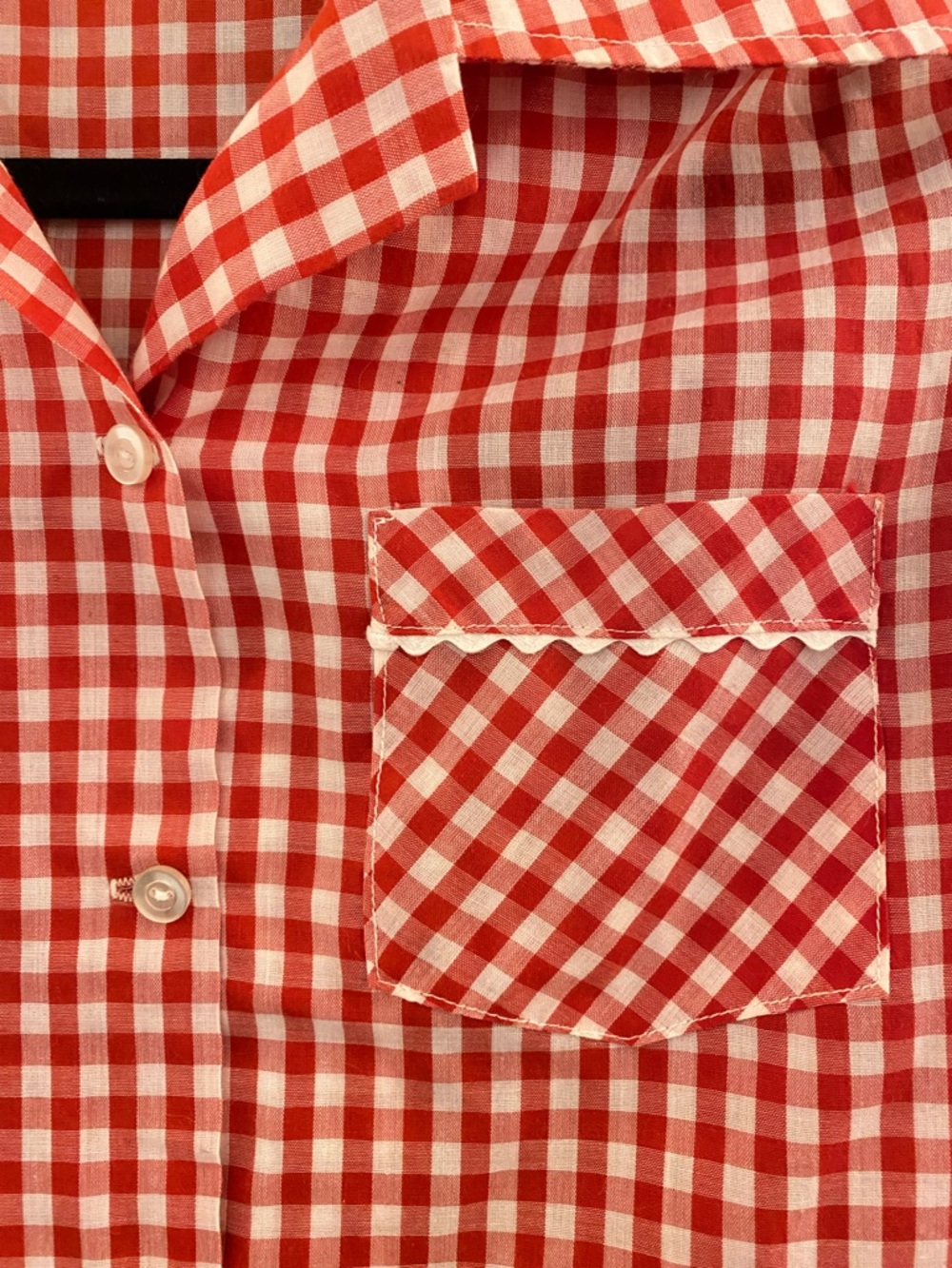 Vintage 50’s Red and White Gingham Button-Up Shirt XS - Picture 2 of 3